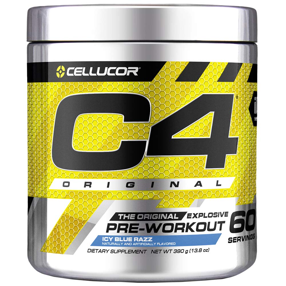 Cellucor C4 Original Pre Workout Powder Icy Blue Razz|Vitamin C for Immune Support|ZERO SUGAR Preworkout Energy for Men & Women|150mg Caffeine + Beta Alanine + Creatine|60 Servings-Packaging May Vary