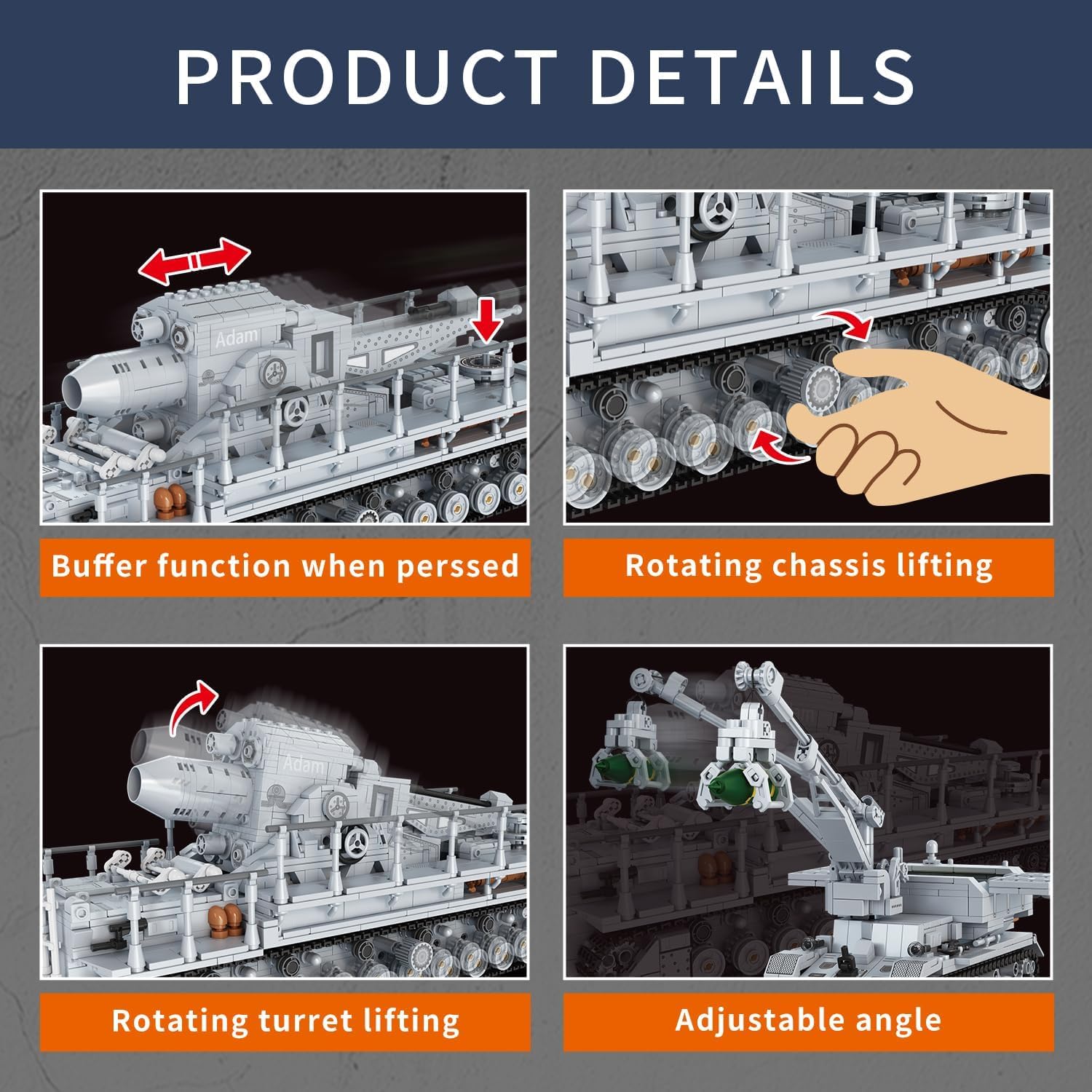 Karl Heavy Mortar Tank Building Block Set 2875 Pieces, Compatible with Lego Military Army Set for Adults WW2 German Mortar Model Kit with Ammo Tractor, 1: 26 Scale Vehicles Model Home Decor