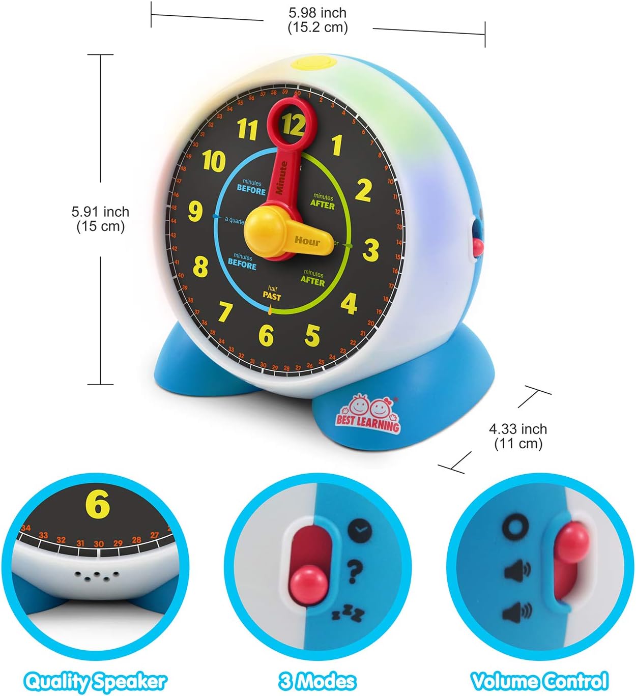 BEST LEARNING Learning Clock Educational Talking Learn to Tell Time... Top Tred Toys