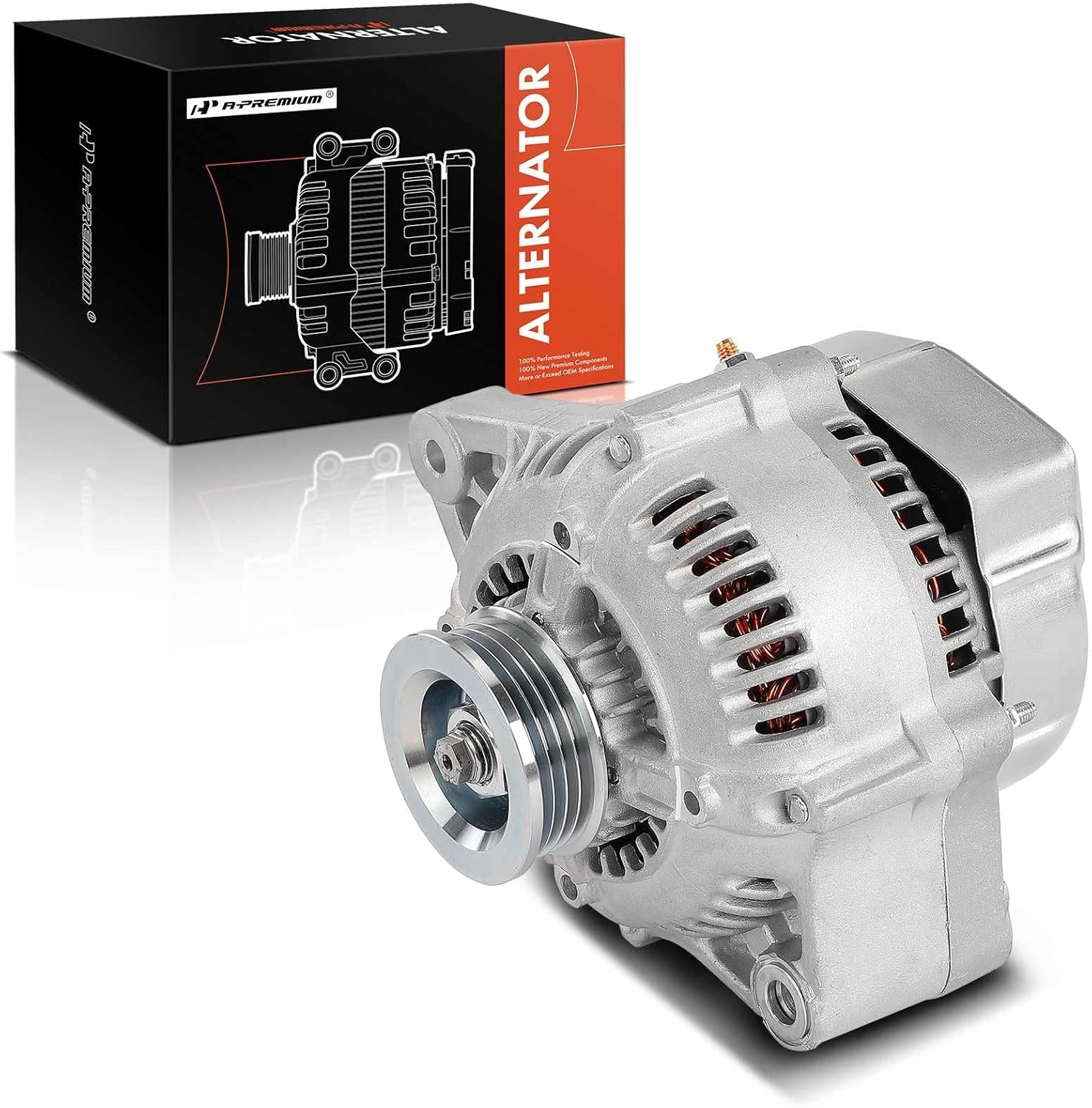 A-Premium Alternator Compatible with Acura Integra 1990-1991, 12V 65A 4-Groove Pulley Counterclockwise, Replace# 31100PR4A01, 31100PR4A01RM