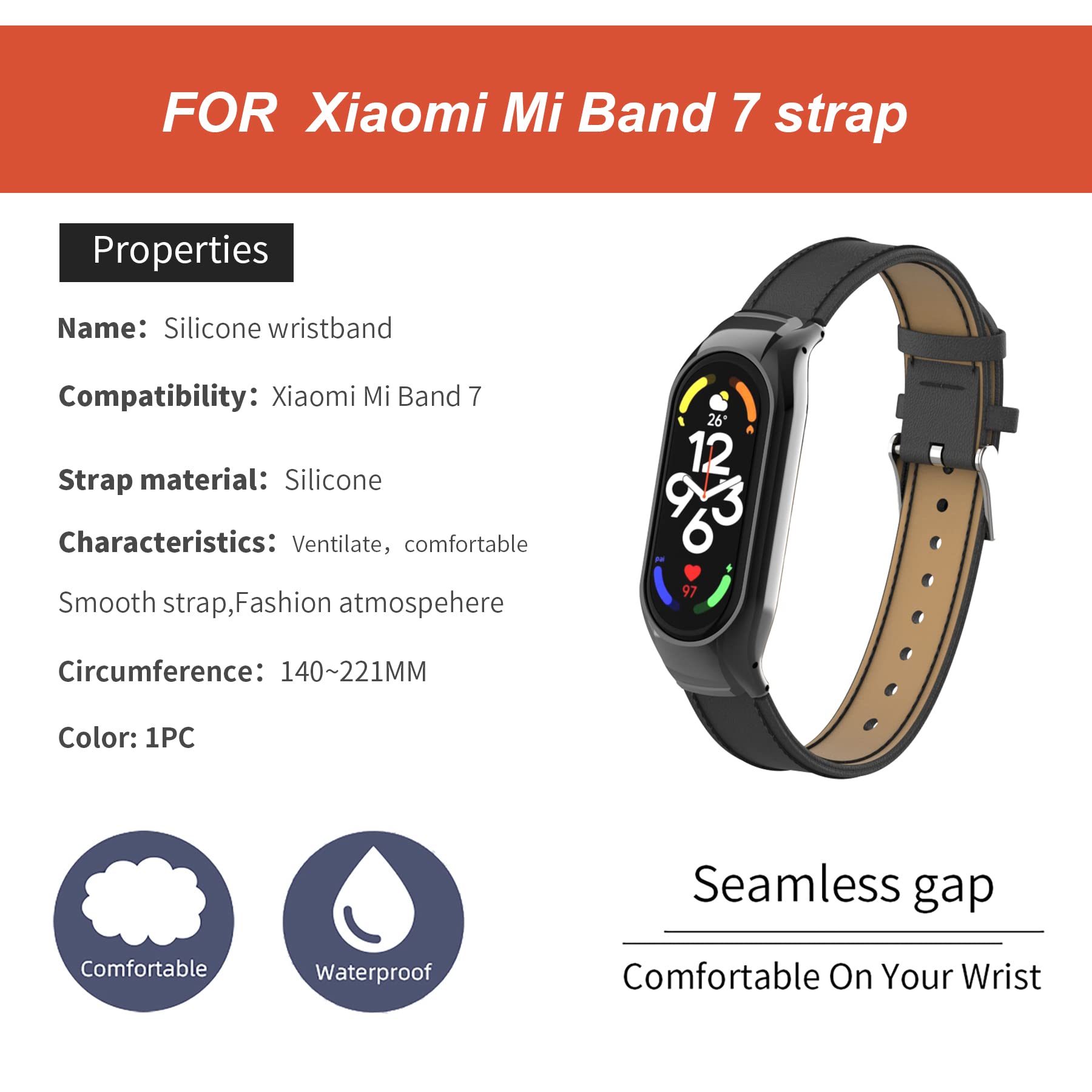 Leder Armband Kompatibel Mit Xiaomi Mi Band 7/6/5/4/3 – Verstellbar, Edelstahlschnalle, 150-180 Mm