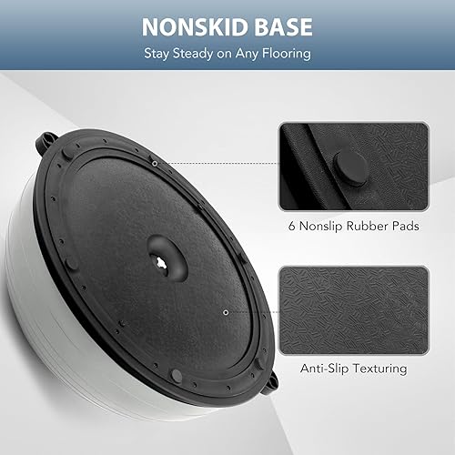 Miniatura 6 de ZELUS Entrenador de pelota de equilibrio con bandas de resistencia y bomba de pie, pelota de yoga inflable para entrenamientos de gimnasio en casa,