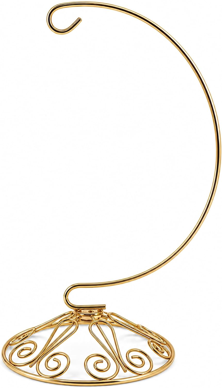 Curved Gold Wire Swirl Base Ornament Stand Display 8.75 Inches (Taiwan)