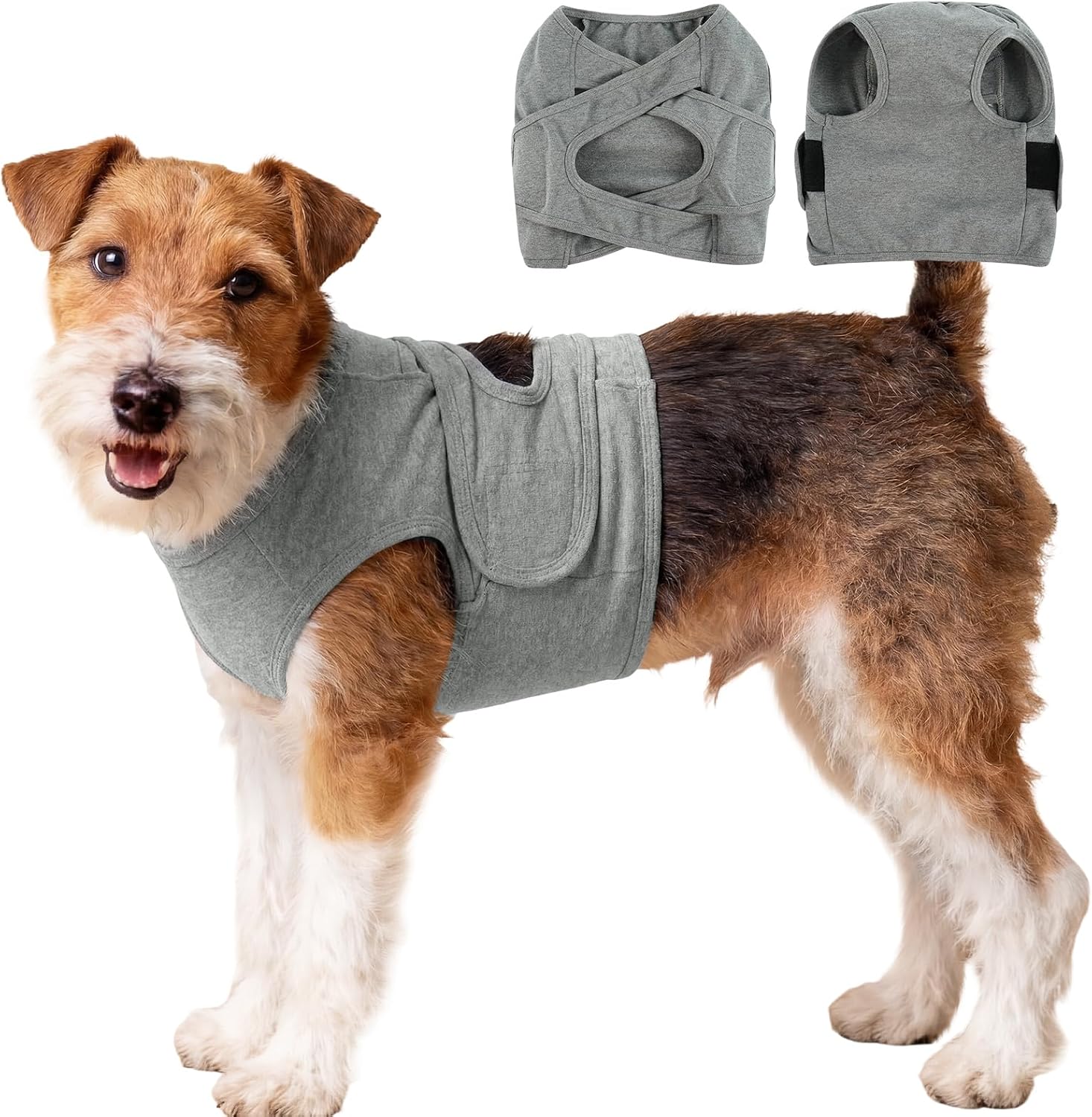 Dog Recovery Suit for Chest Surgery - Soft Post-OP Protective Suit with Cross Straps - Anti-Licking Wound Protection for Dogs - Adjustable Alternative to Collar Grey S