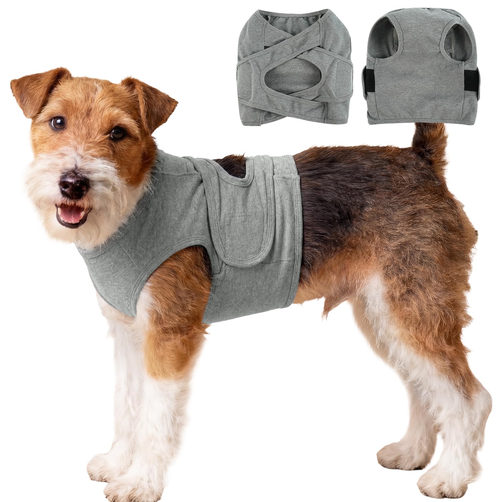 OUOBOB XS Puppy & Kitten Post-Surgery Recovery Suit, Anti-Lick Chest Protector with Cross Back, Adjustable Strap Soft Elastic Pet Wound Care Vest for Chihuahua Tiny Dogs & Cats, Grey — image 1