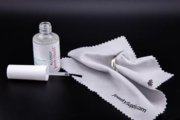 Jewelry Shield 1/2 oz Bottle - Protective Coating for Allergies Sensitive Skin with Premium Buffing Cloth