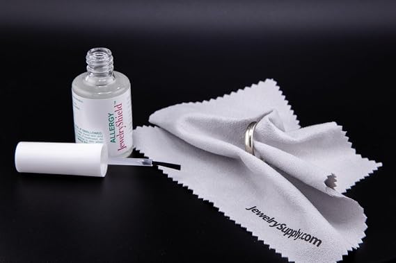 Jewelry Shield 1/2 oz Bottle - Protective Coating for Allergies Sensitive Skin with Premium Buffing Cloth