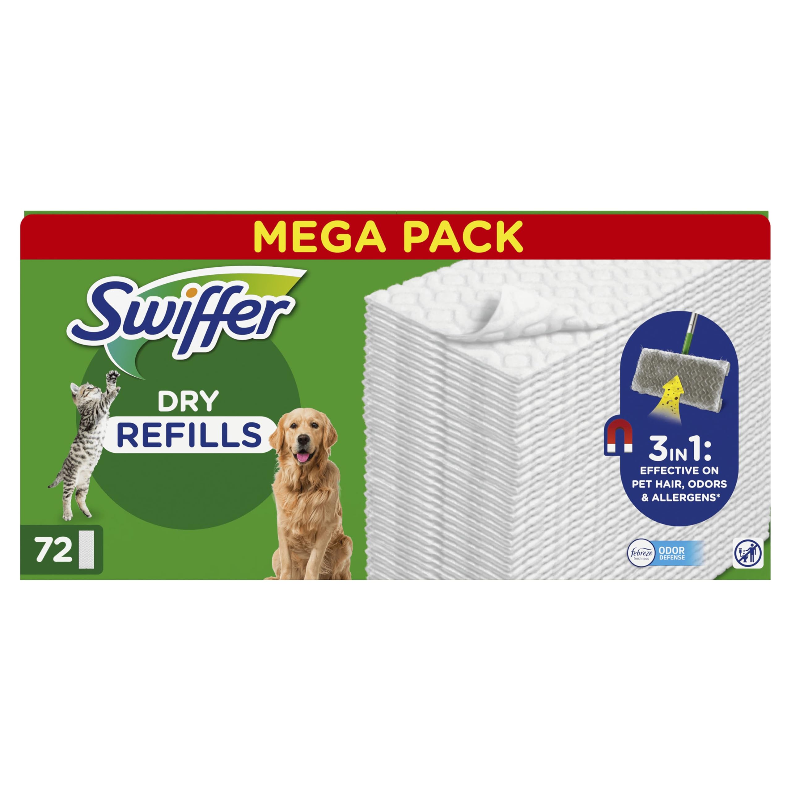 Swiffer Dust Catching Cloths, 216 Dry Microfiber Cloths, Catching Dust and Dirt, Great for All Types of Floors and Pet Hair, Giga Size