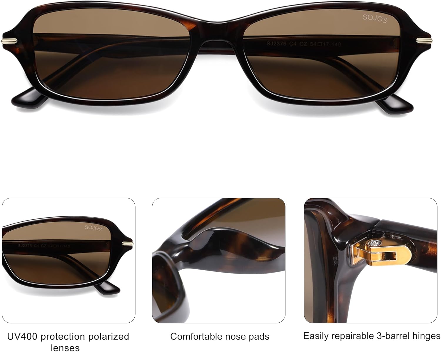 SOJOS Trendy Polarized Petite Rectangle Sunglasses Womens Mens Retro Skinny 90s Y2K Thin Shades SJ2376 - Image 4