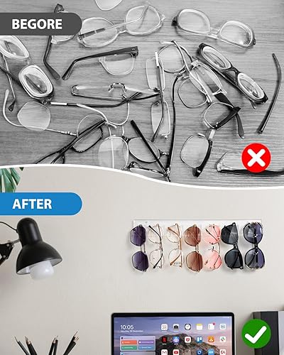 Miniatura 2 de Organizador de lentes de sol, paquete de 2 organizadores acrílicos para lentes de sol, soporte de exhibición de anteojos montado en la pared,