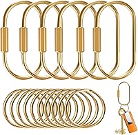 Premium Brass Key Rings Bulk Set - 6 U-Rings & 10 O-Rings Organizer with Secure Screw Lock for Men Women