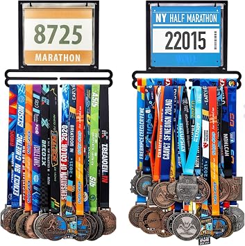 Race Medal and Bib Display Medal Hanger for Runners, Wall Mounted Bib and Medals Display, Running Medals Hanger Displays, for Runners, Marathon & Triathlon Athletes