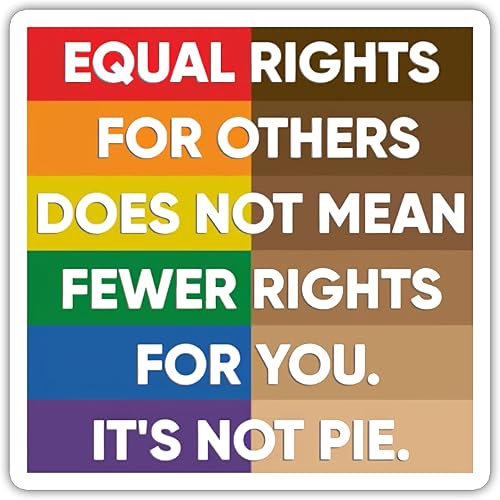 Milleyz Igualdad de derechos para otros no significa menos derechos para ti, no es pastel, calcomanías de justicia social para asistente de agua,