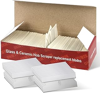SIRALMNO 50 PCS Premium Carton Steel Replacement Blades for Glass & Ceramic Hob Scraper, Scraper&Razor Blades for Window, Floor,Oven,Cooktop Sticker Remover Scraper, Single Edge Blades,Silver.
