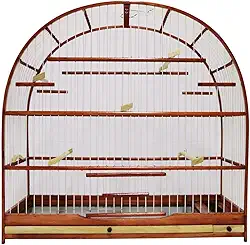 Gaiola Passarinho Em Madeira - Pássaro Curió Mogno