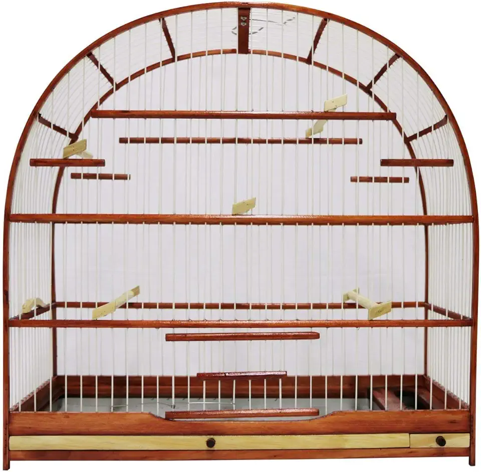 Gaiola Passarinho Em Madeira - Pássaro Curió Mogno