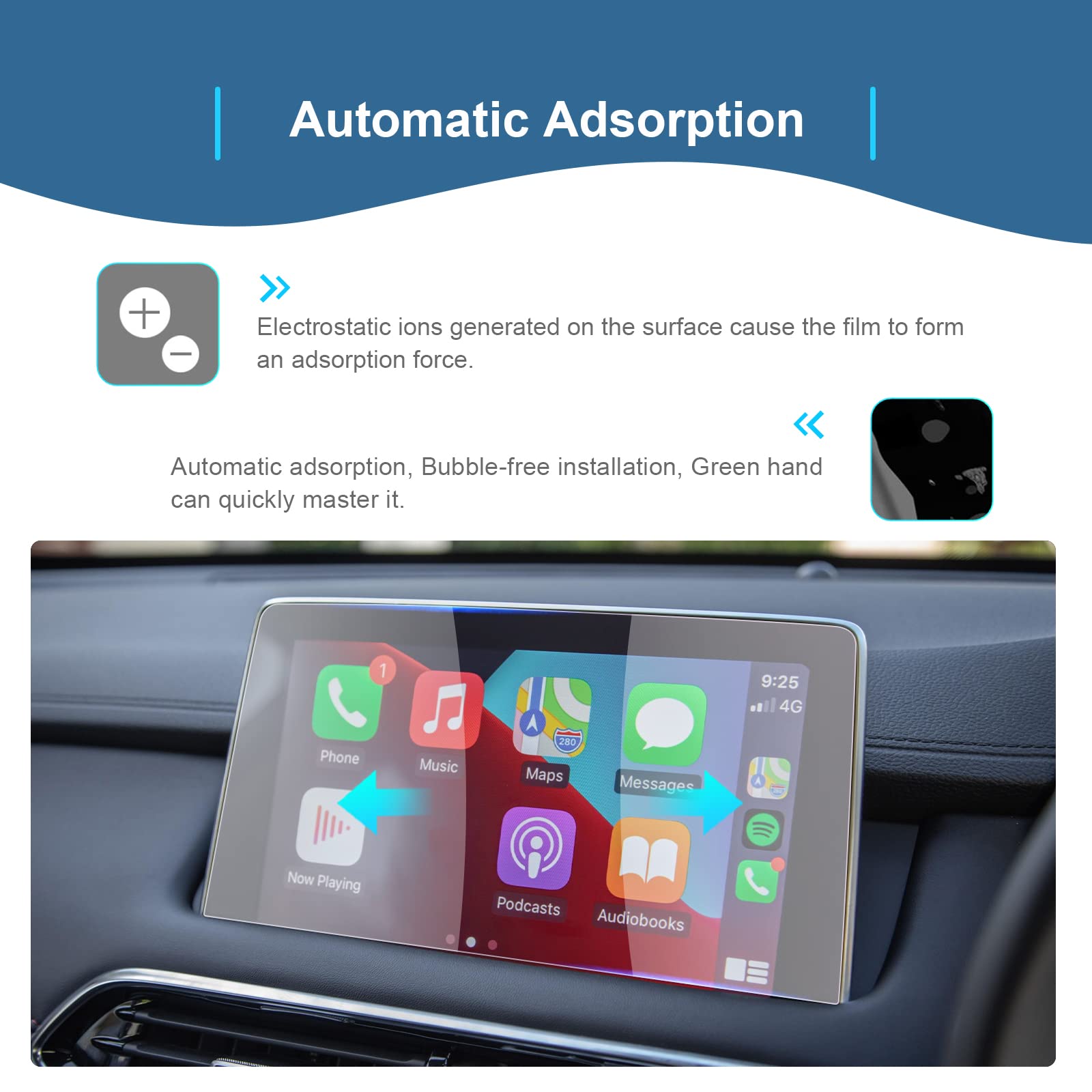 GAFAT [Lot De 2] MG HS/EHS EV/HS Plug-in Hybrid 10,1" 2018-2023 2024 Films De Protection De Navigation, MG HS 2022 10,1" Touchscreen Nano Films, Résistant Aux Chocs, 6H Anti-Rayures