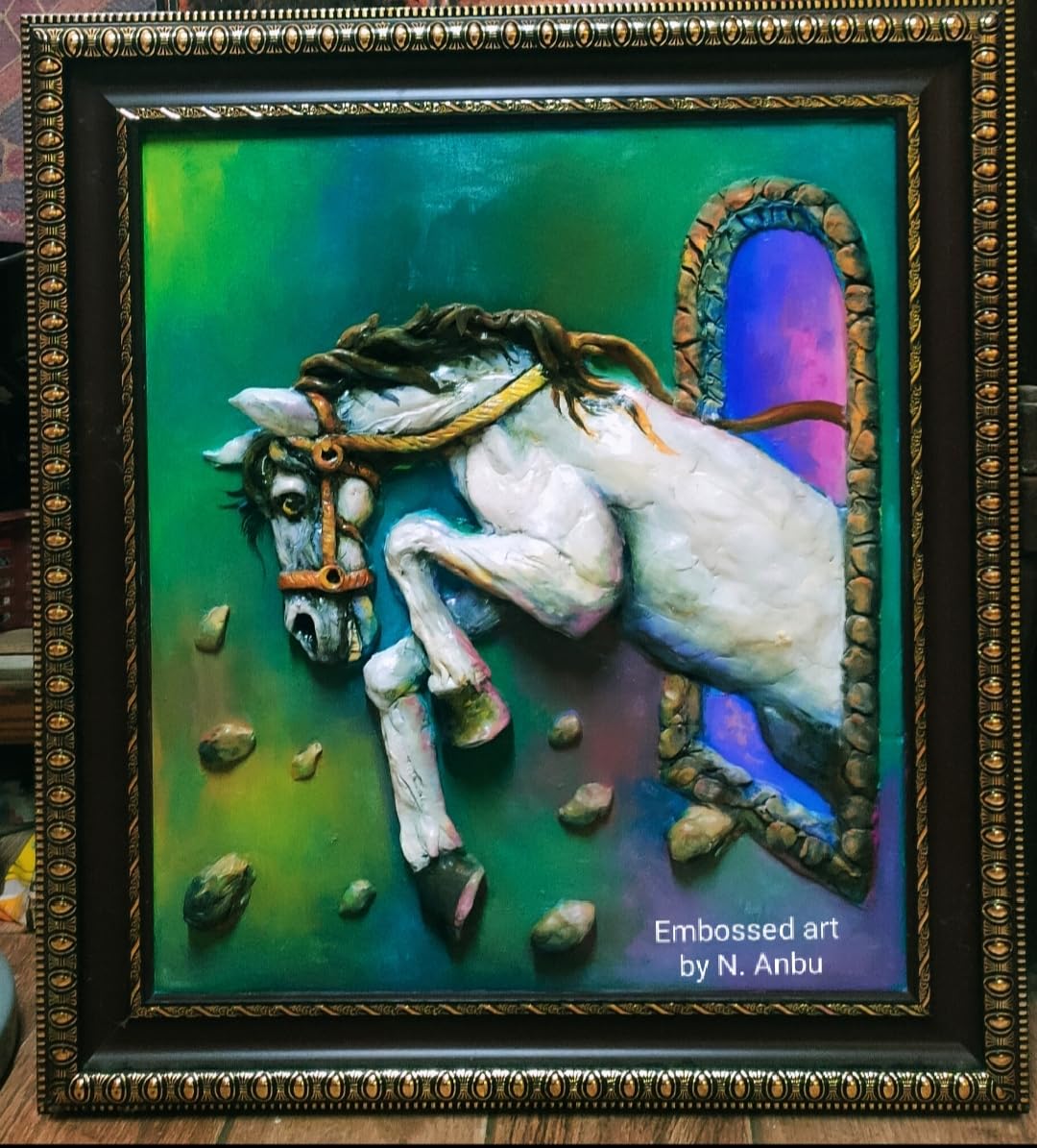 Embossed painting horse