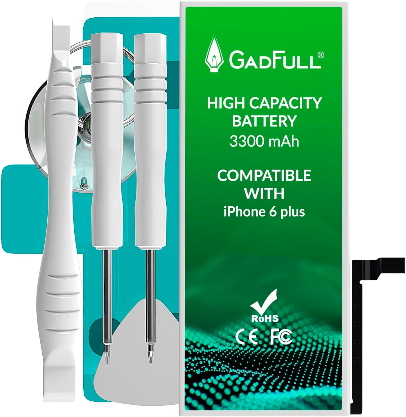 GadFull Battery High Capacity compatible with iPhone 6 Plus | 2020 Production Date | incl. Repair set manual & Profi Kit Tool Set | Works with all original APN|Mobile Phone New extra Battery