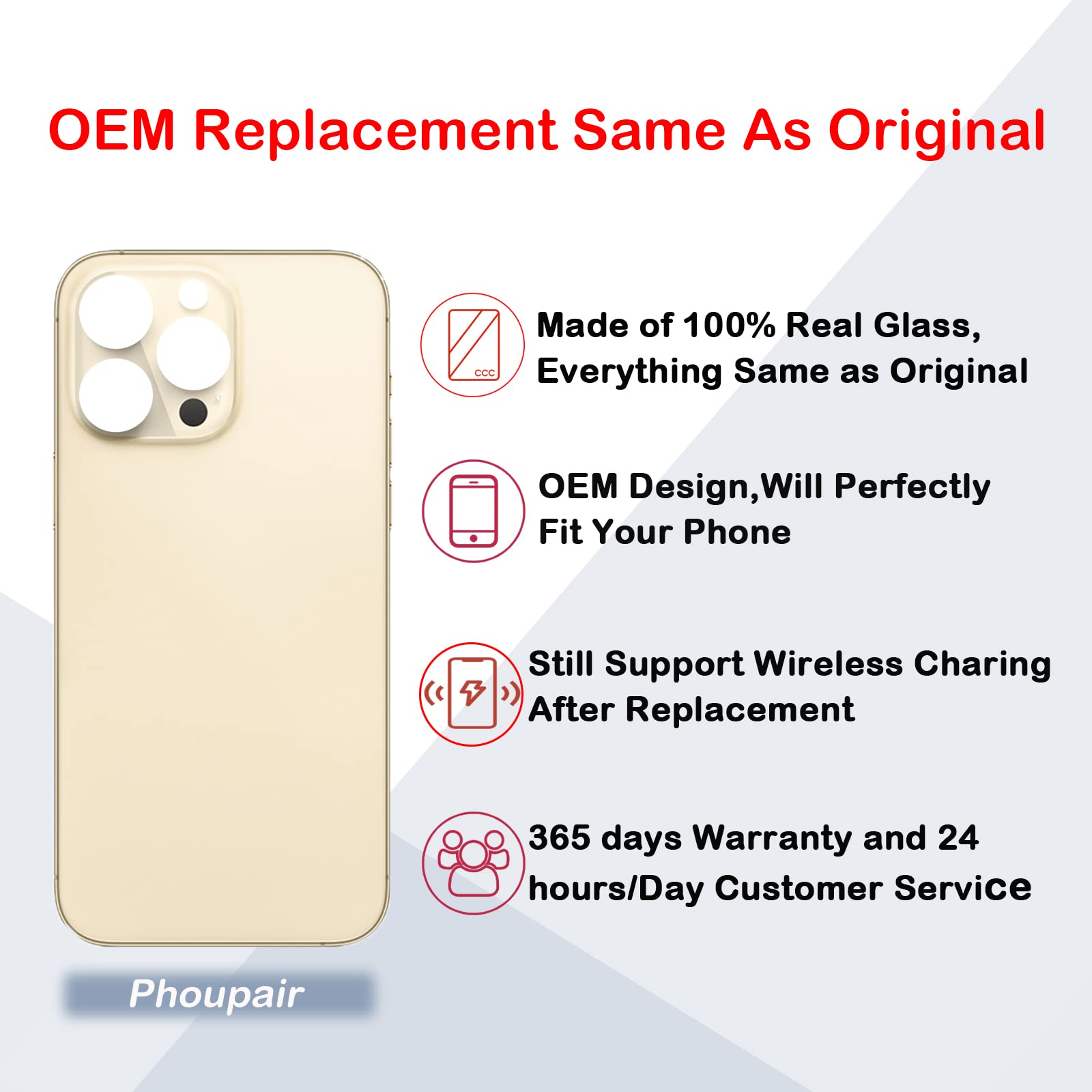 Amazon.co.jp: Phoupair バックガラス 交換用 iPhone 14 Pro 6.1インチ