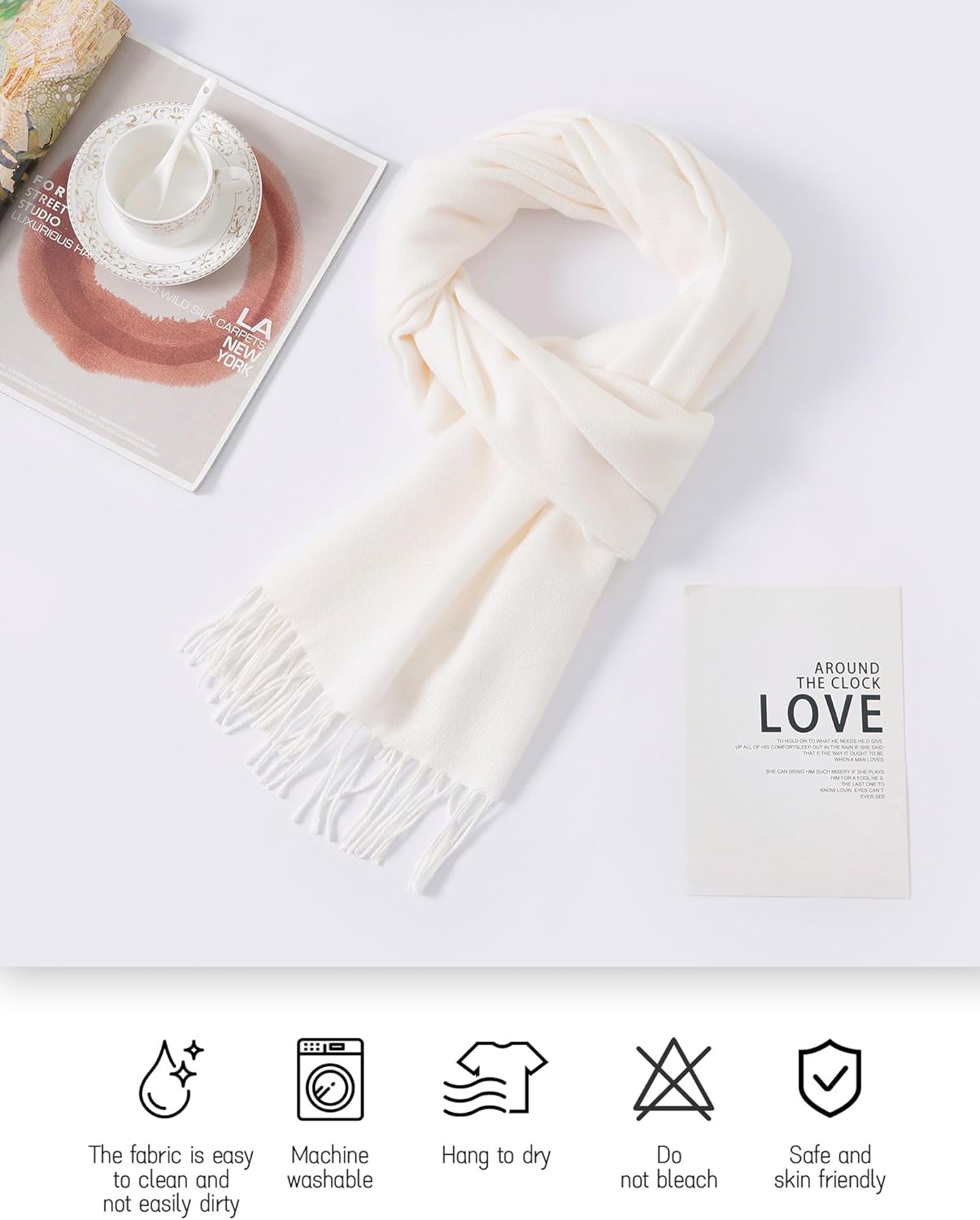 CHUNG Women Scarf Pashmina Wrap Shawl Fashion Gift Bride Wedding Bridesmaid Solid Cashmere Feel Soft Winter Warm Long - Image 3