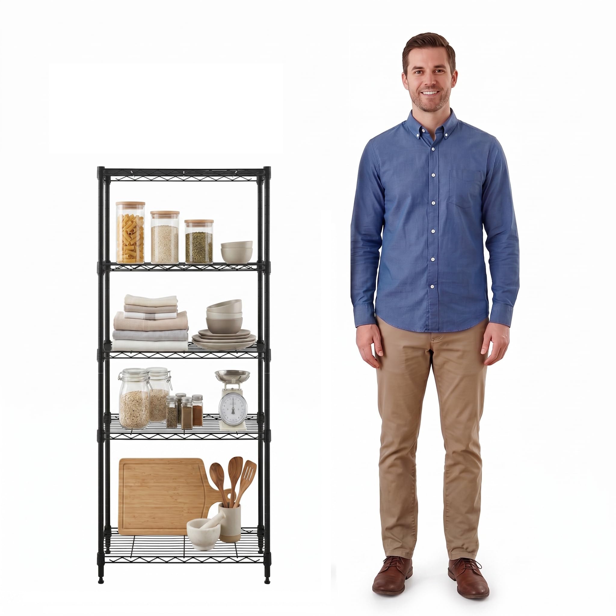 3-Tier Metal Wire Shelf, 250 lb/Shelf, Chrome, 13.5x23.3x30.1 in — Amazon image 15