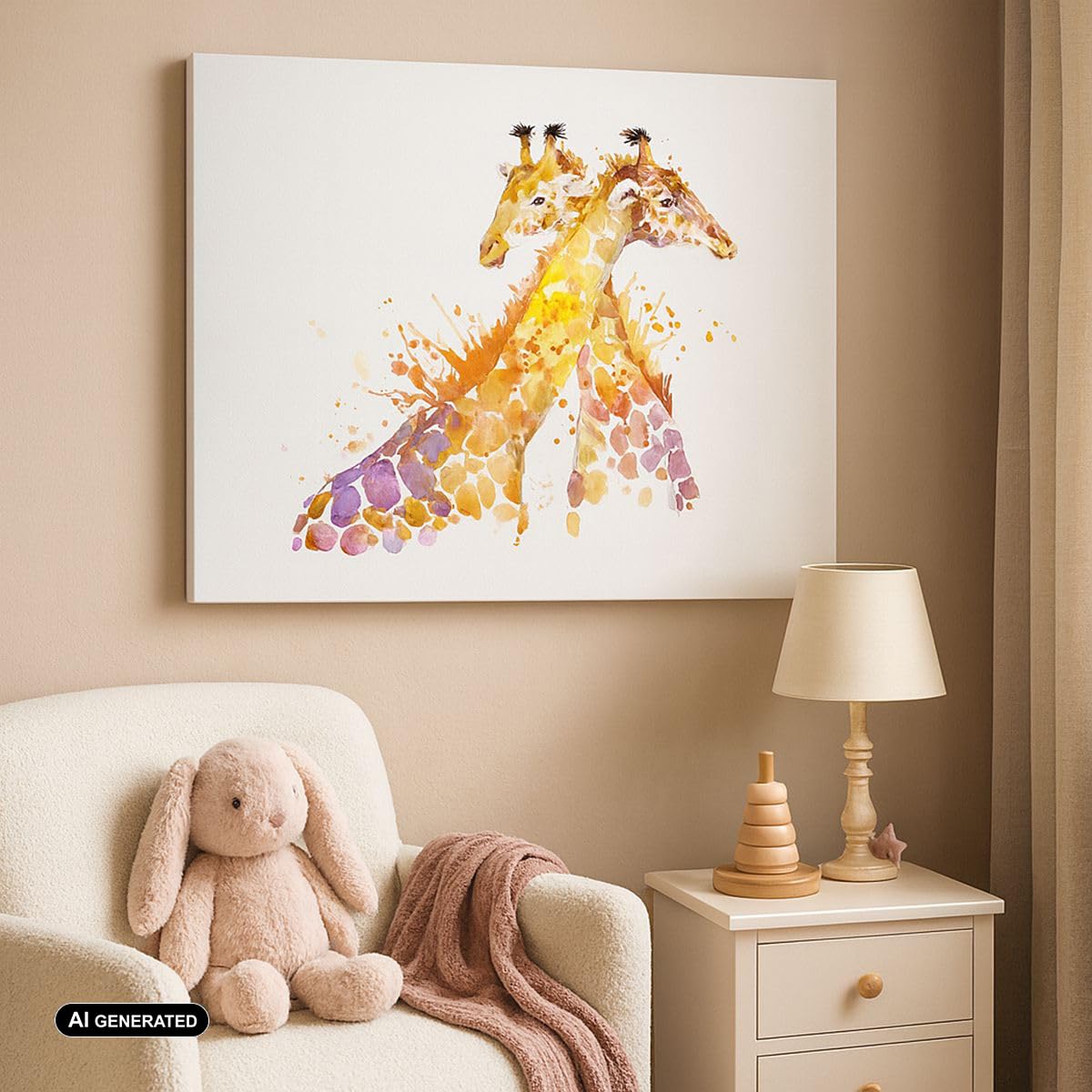 Cuadro sobre Lienzo 70x50cm Moderno Horizontal Infantil Animales - 2883