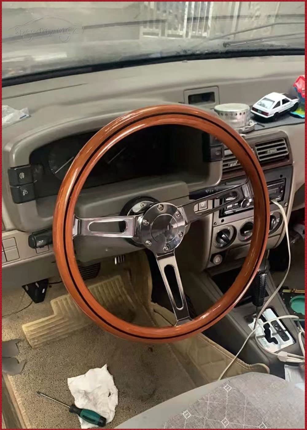 Amazon.co.jp: Car Steering Wheel 15インチソリッドウッド 
