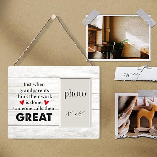 Miniatura 4 de Regalos para abuelos, anuncio de bebé para abuelos, marco de fotos de madera para bisabuelos, regalos para abuelos (para fotos de 4 x 6 pulgadas)