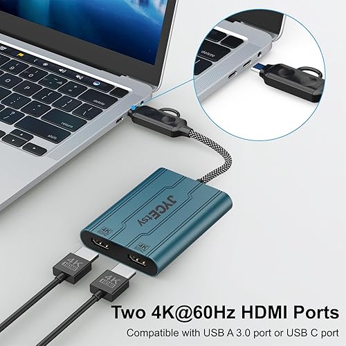 Miniatura 6 de Adaptador USB 3.0USB C a HDMI, monitor dual 4K 60Hz DisplayLink adaptador (DL6950) múltiples pantallas, compatible con Apple Mac M1M2M3, Windows,