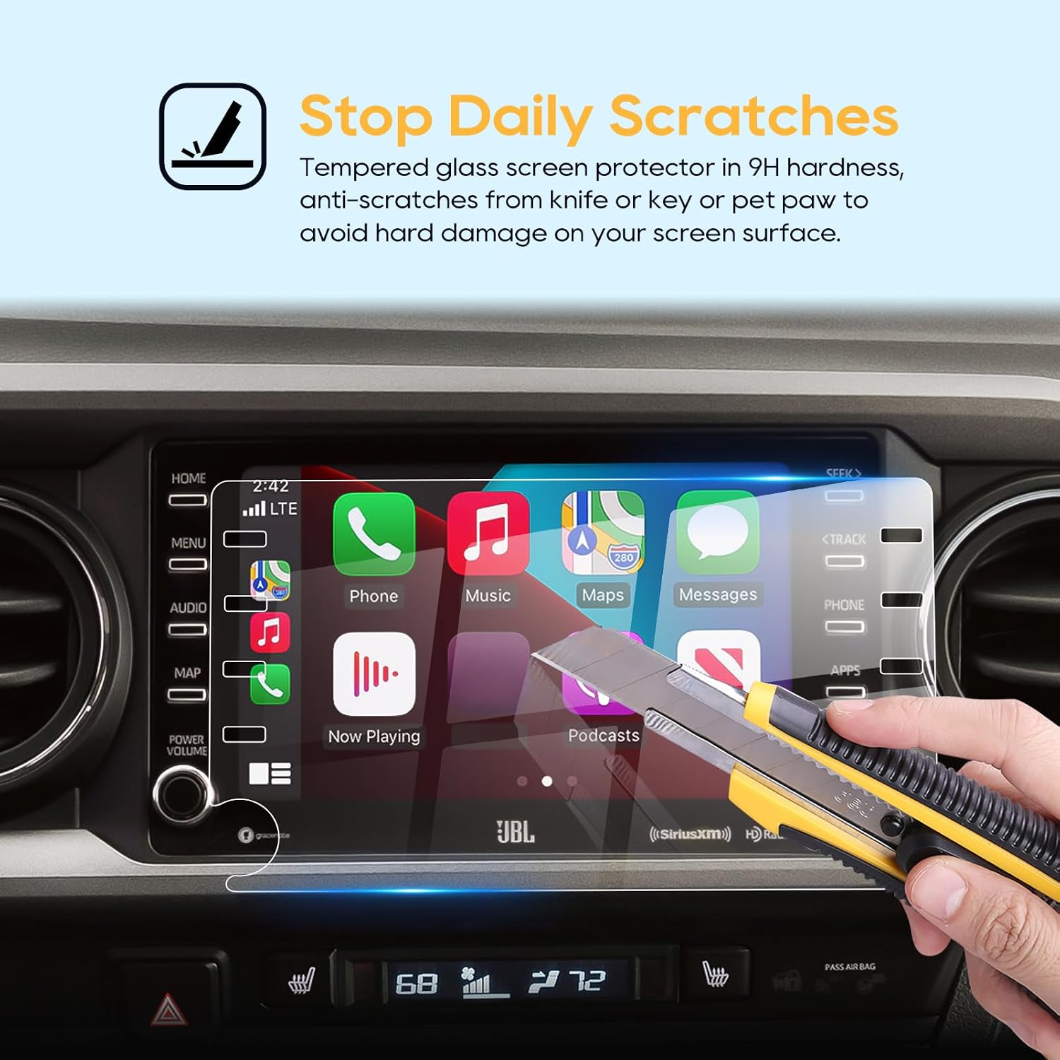 LFOTPP 2023 Tacoma Screen Protector for oyota Tacoma(2019-2023),Highlander XU70(2020-2022),C-HR(2019-2022),RAV4(2019-2022),Corolla Cross (2021-2022),Corolla(2020-2022) 8-Inch Glass Screen Protector 2023 Tacoma Accessories