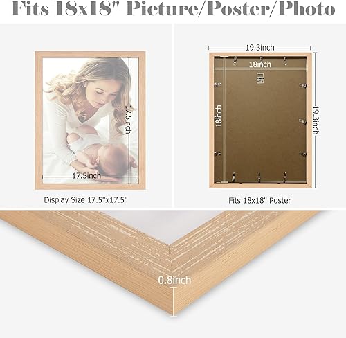 Vista 399 de Marco gris rústico de 18 x 24 pulgadas, marco para póster de 18 x 24 pulgadas, color gris envejecido, grande, retro, natural, 24 x 18 pulgadas