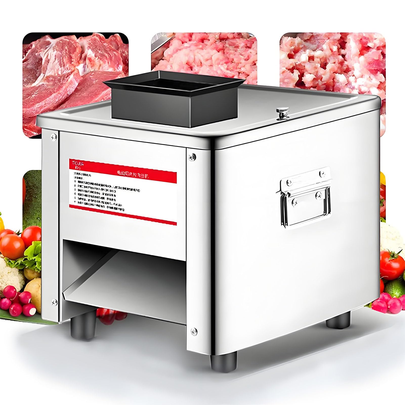 SHENGSHIYU 850W Meat Cutter Machine,Electric Meat Slicer Shredded Machine,Slicer Cutter/Shredder Machine/Dicer Cutter,Commercial Electric Chicken Fish Beef Meat Vegetable Slicer,Blade Thickness: 13mm