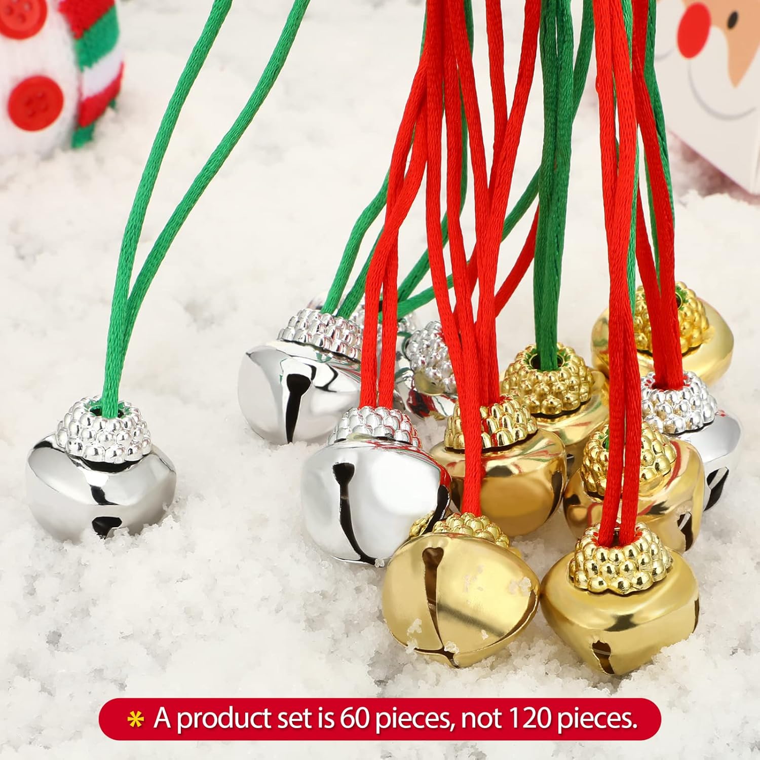 Gejoy 60 Pieces Christmas Bell Necklaces xmas Bell Decorations for Holiday Supplies - Image 5