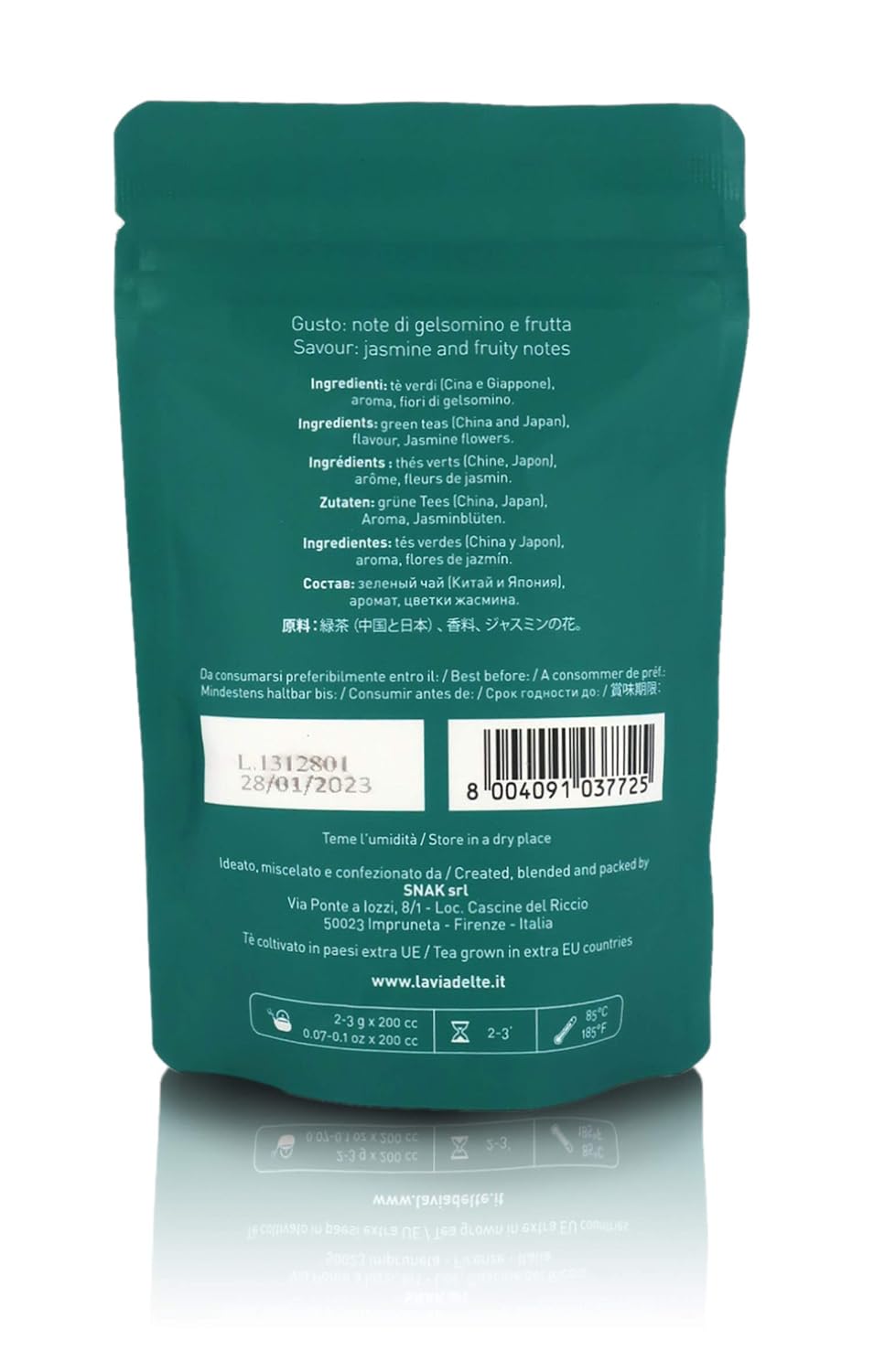 La Via del Te Bancha Fiorito, Jasmine Tea, Japanese Loose-Leaf Green Tea in Pouch, 50g / 1.76oz (Pack of 2 Pieces)