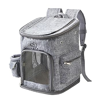 Indy Mall Pet Carrier Backpack Cat Dog Breathable Carry Bag for Outdoor Travel Grey