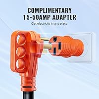 Vista 6 de VEVOR Cable de alimentación para RV de 30 pies, 50 amperios, cable de generador resistente STW 6/3 + 8/1, enchufe macho NEMA 14-50P NEMA SS2-50R