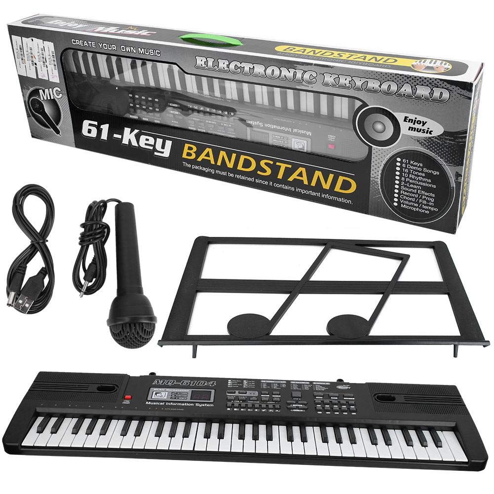 61-Key Keyboard Piano Portable Electric Digital Piano Organ Musical Beginner Electronic Keyboard Musical Instrument Toy with Microphone and Score Holder for Children Beginner Adult