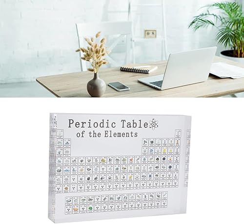 Miniatura 5 de Periodic Table Of Elements Black Acrylic Chemical Elements Alphabet Periodic Table with Elements Samples for Teaching Display Home Decor(L)