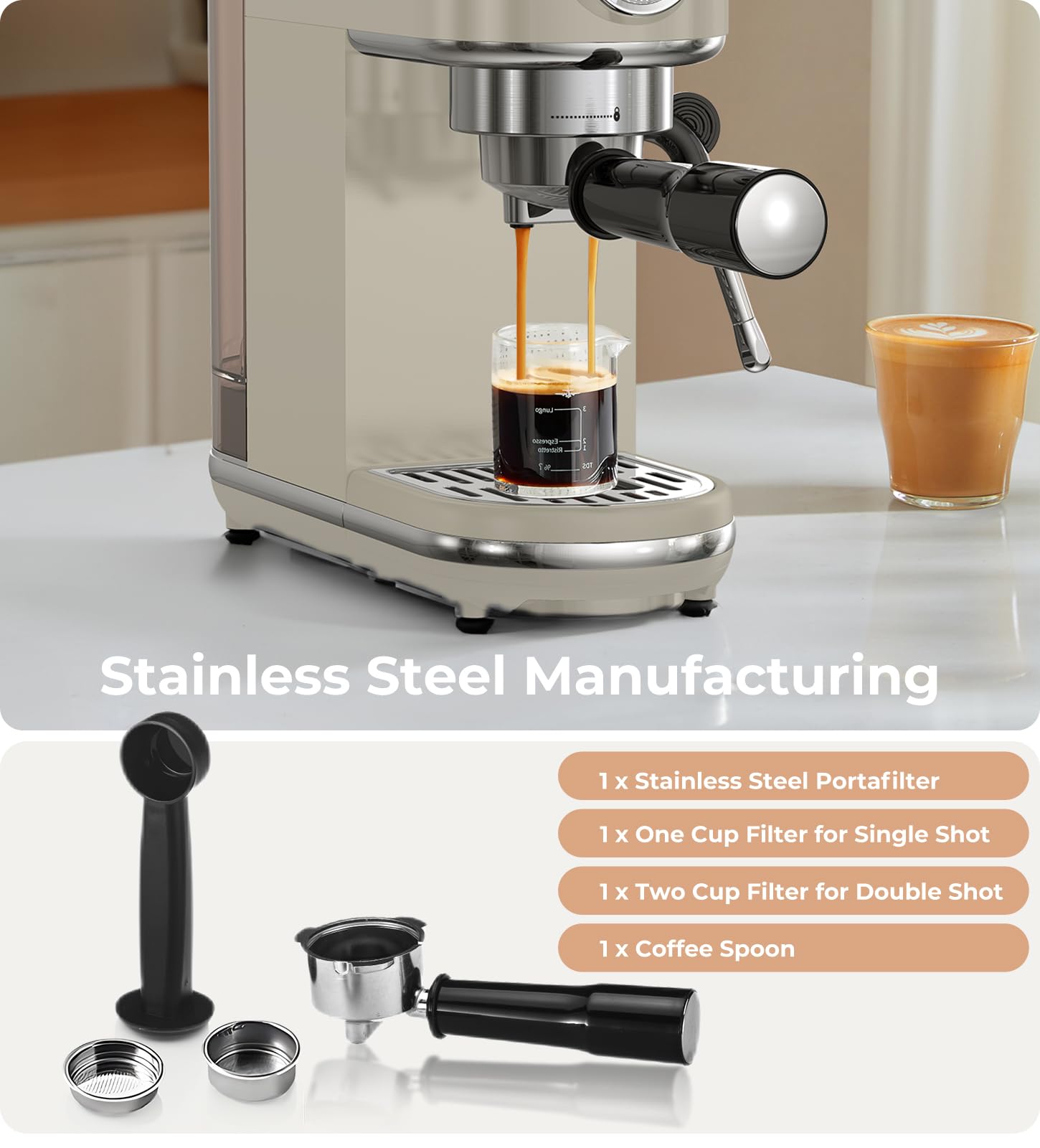 atatix Espresso Machine with Milk Frother, 20 Bar Pressure Espresso Maker view 7