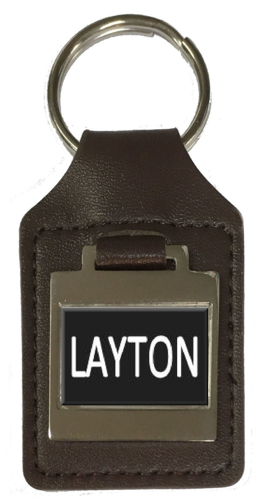 Porte-clés en cuir avec nom gravé Layton pour anniversaire