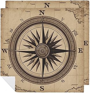 Christmas Holiday Cloth Napkins Set of 4 Washable - Soft Cute Compass Wind Road Map Printed Dinner Napkin for Wedding Lunch Party(Reusable,18x18 in)
