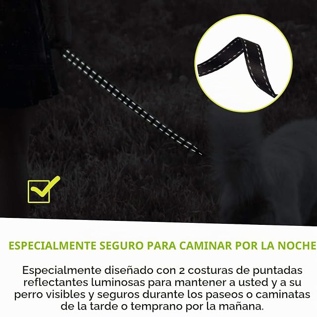 Foto 4 de 8 de Pecute Correa Perro Extensible,Correas Flexi 5 Metros con Costuras Reflectantes Lluminosas para Perros…