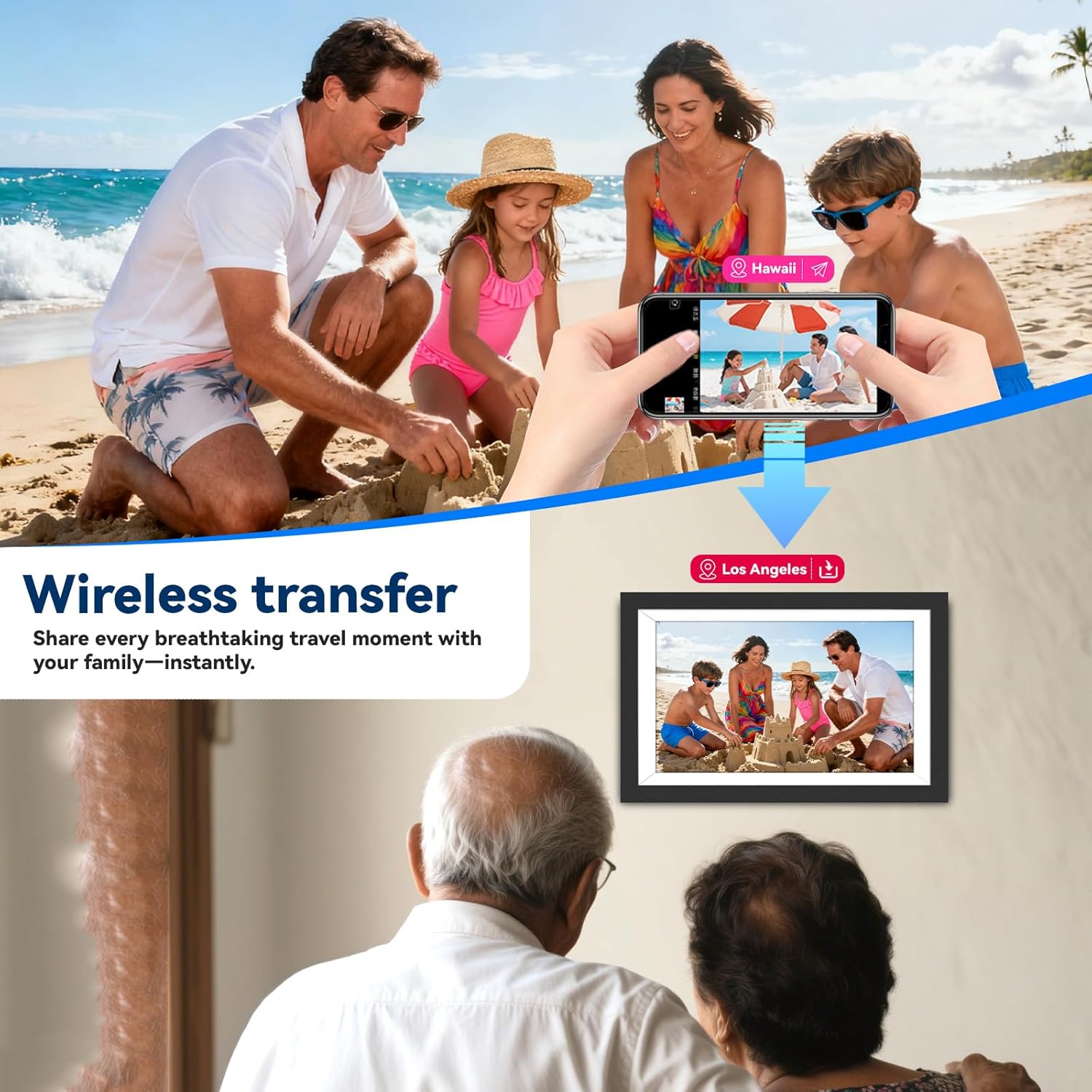 UHALE Battery Power Digital Picture Frame, 10.1'' 1920x1080 HD IPS Touch Screen, Auto-Rotate, Share Photos and Videos 4 Hours,32GB,Wedding Ideal Christmas for Loved Ones