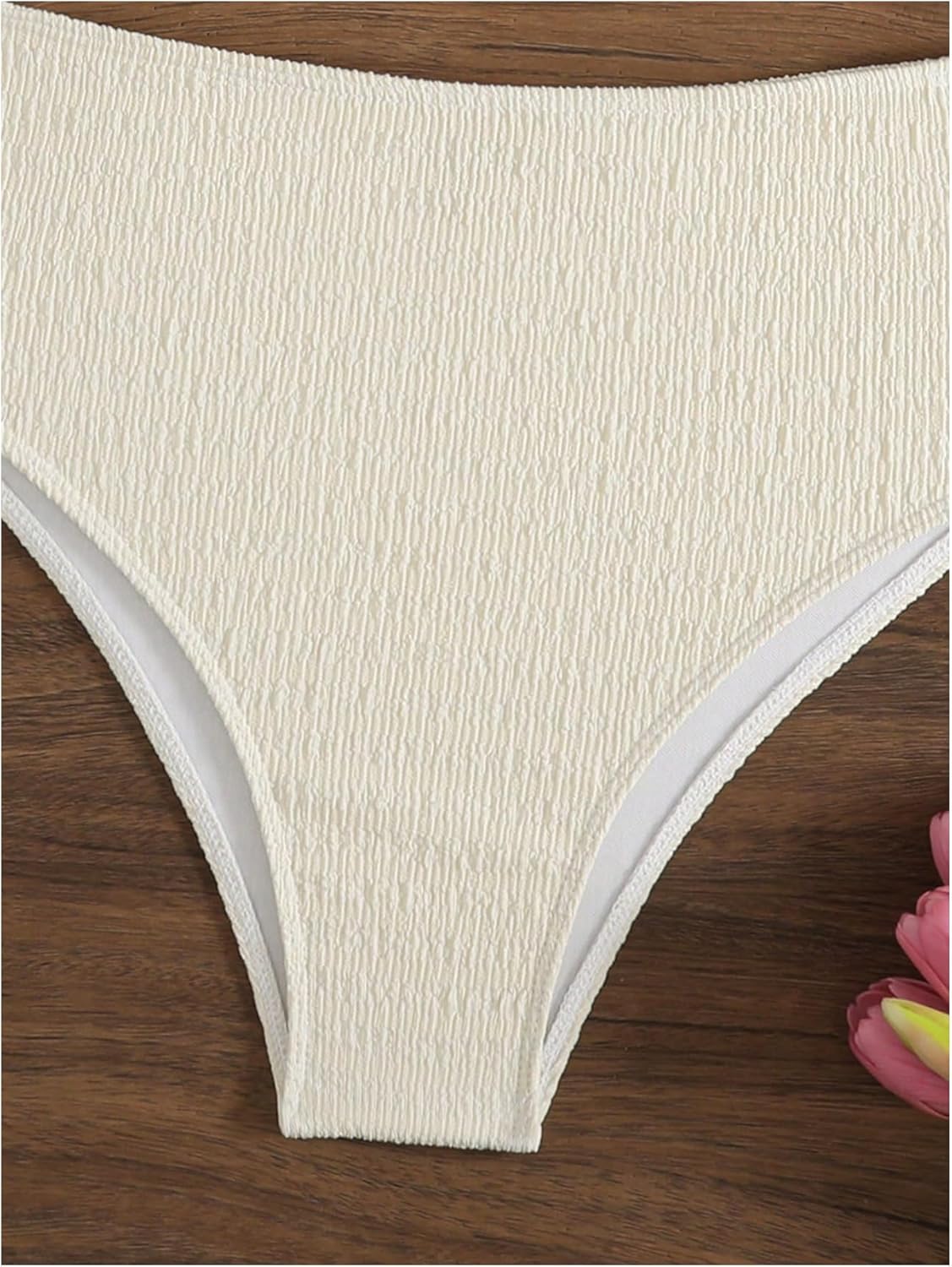 SOLY HUX Women's 2 Piece Bikini Set Ring Linked High Waisted Textured Bathing Suit Swimwear - Image 5