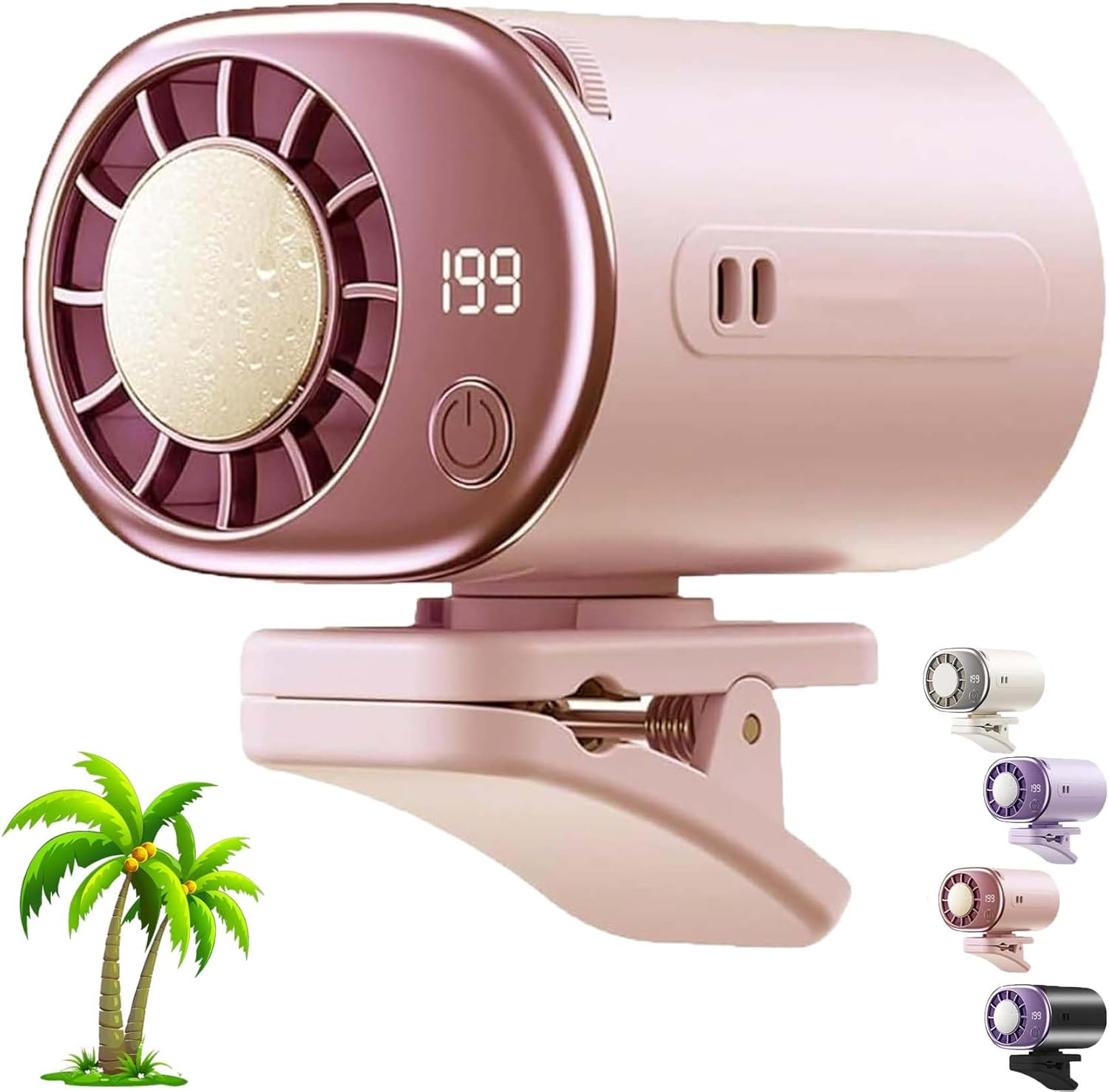 2026 Car Clip On Air Conditioner Fan With Led Display,360° Rotation, 199 Speeds Adjustable,Portable Usb Rechargeable Personal Cooling Mini Fans For Car Vent Office Desk Travel (Black)