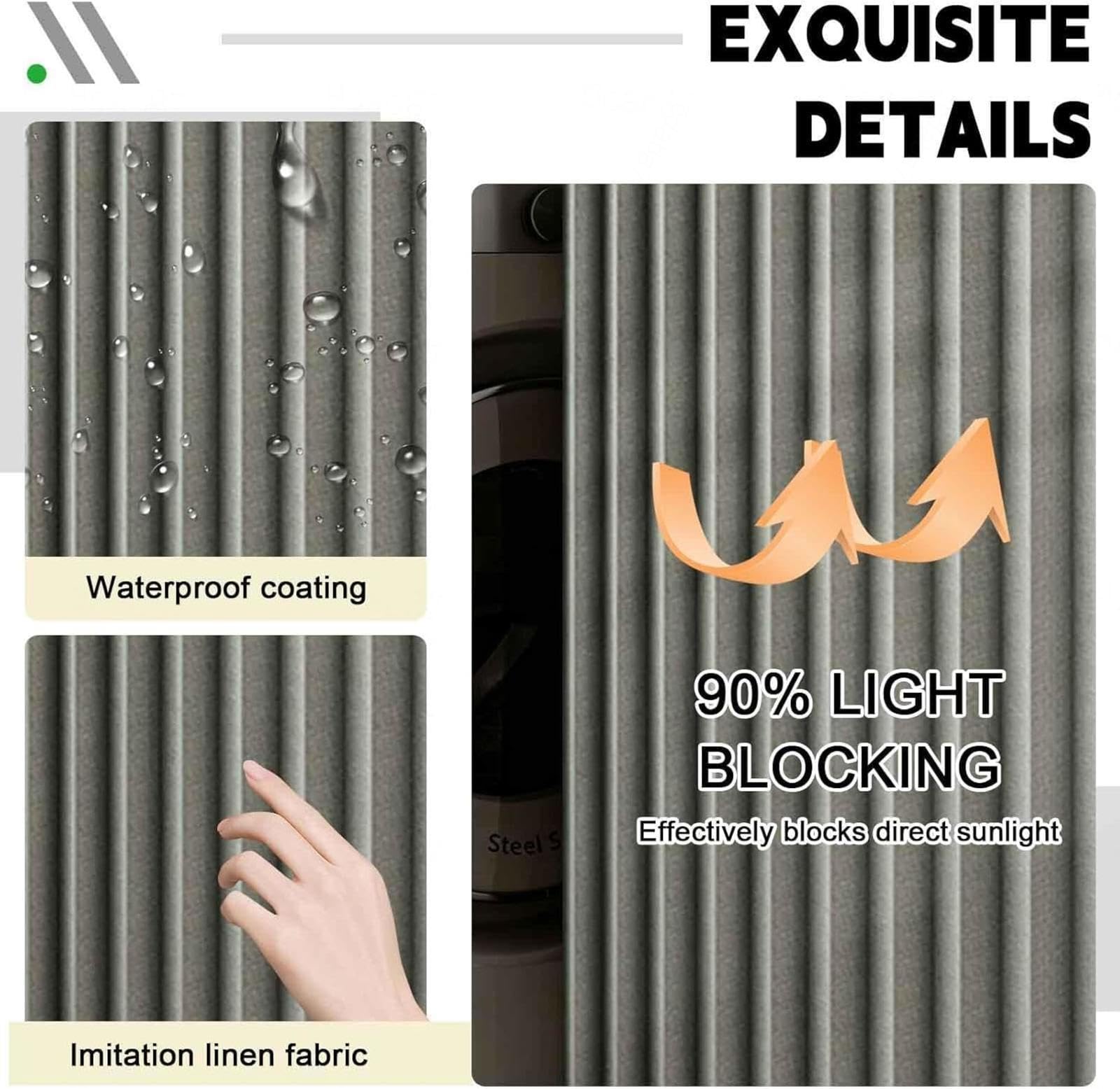 Rideau sous Evier Rideau Rideau Armoirerideau Placardrideau Meublerideau Cuisinerideau Salle De Bainrideau Dressingrideau sous Évier,Grey-W120cm/H100cm