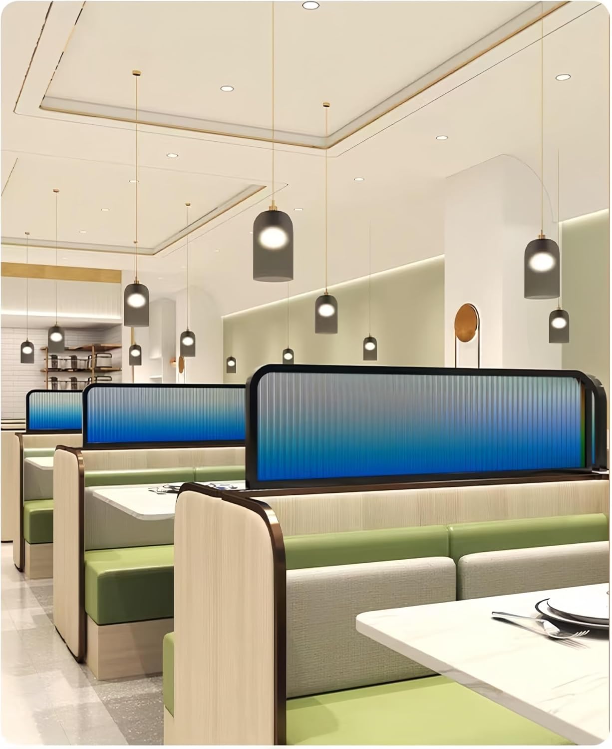 Table Separator - Translucent Glass Dividers for Restaurant & Office Dining Areas, Low Countertop Partition Fence, Semi-Privacy Screen Panel for Bar & Cafe Use