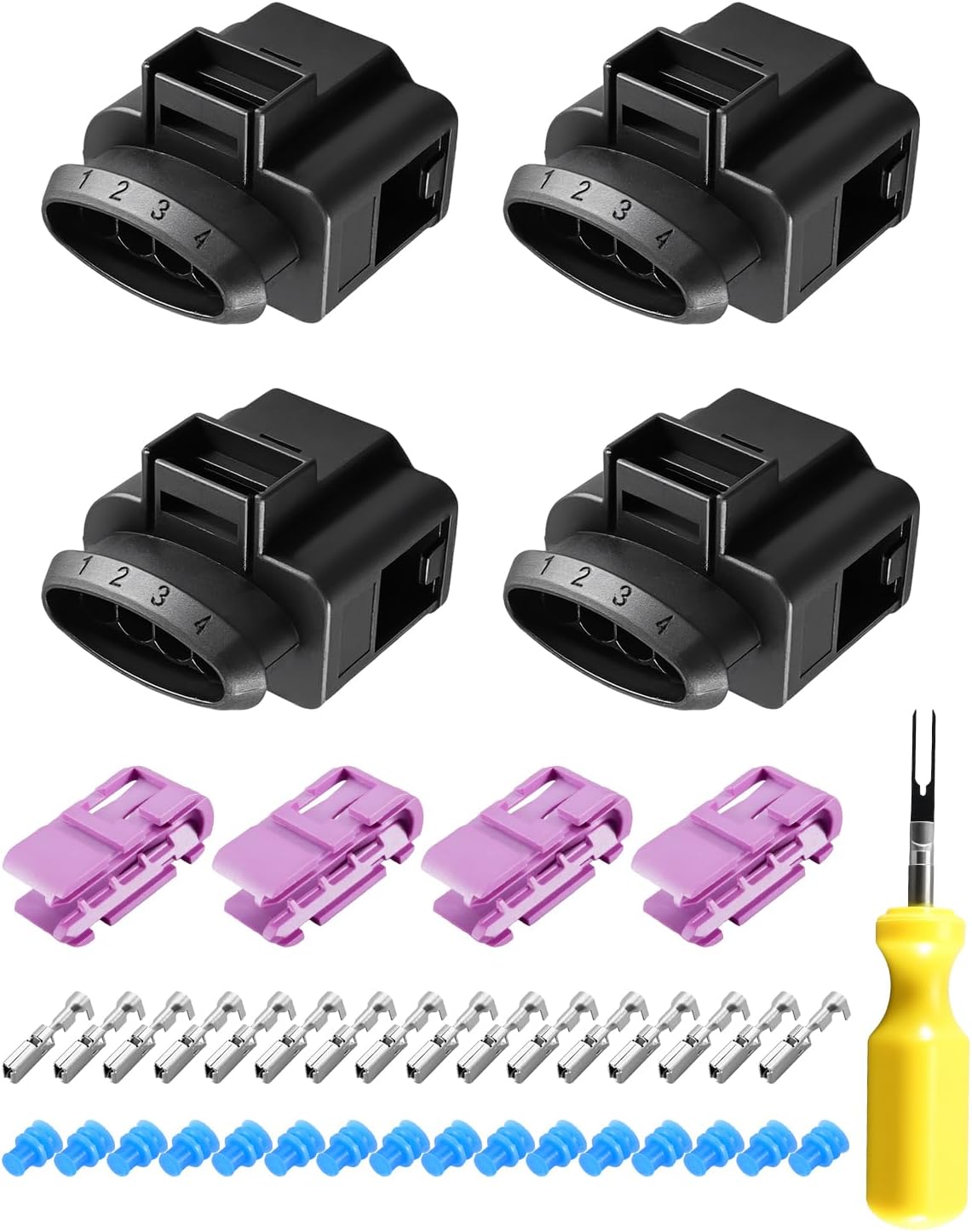 Ignition Coil Plug Connector Compatible with VW Golf Passat Jetta MQB Platform Models, Harness Plug Replace 4D0971994, 4PCS
