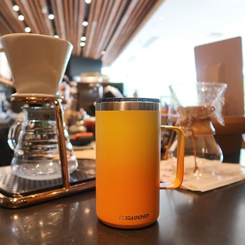 Miniatura 7 de KXIAOCHEN - Taza de café aislada de 20 onzas con tapa, taza de café de acero inoxidable, taza de café de doble pared con aislamiento al vacío y asa